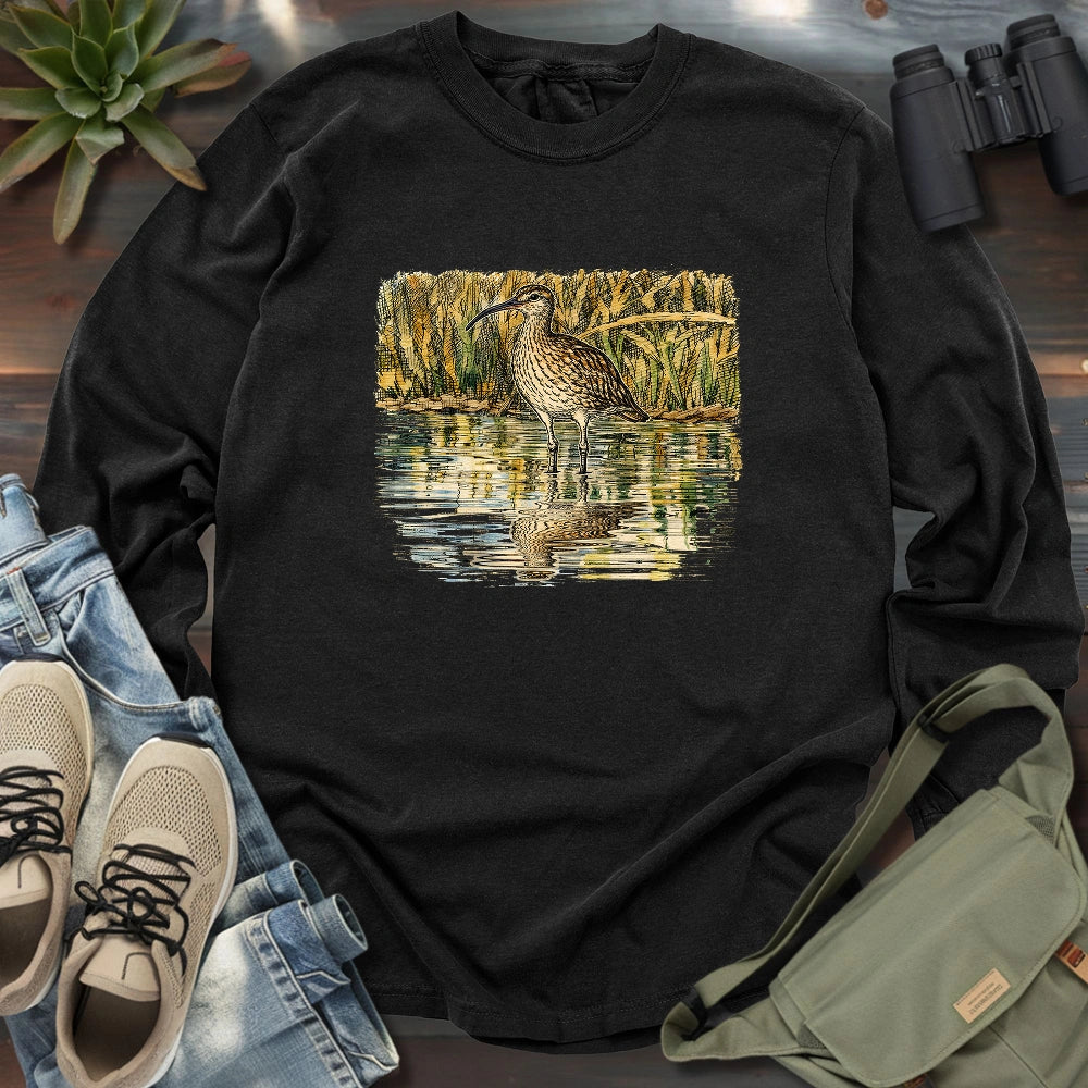 Whimbrel Shadow On Water Long Sleeve T-shirt