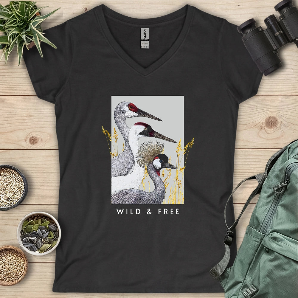 Wild Cranes Must Be Protected Lady V-neck