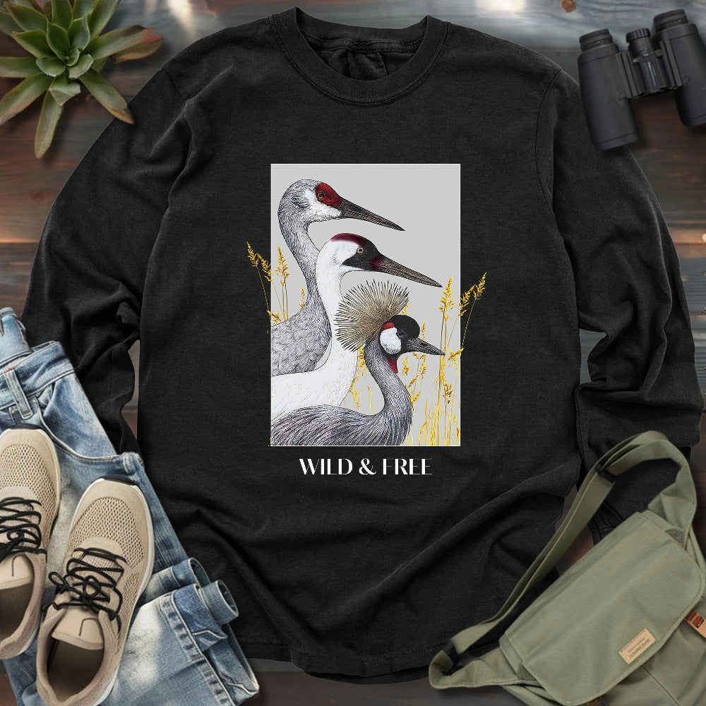 Wild Cranes Must Be Protected Long Sleeve T-shirt