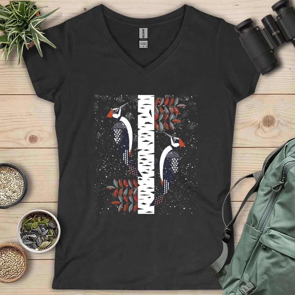 Winter Woodpeckers Lady V-neck