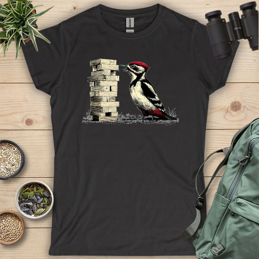 Woodpecker Playing Jenga Women's T-shirt