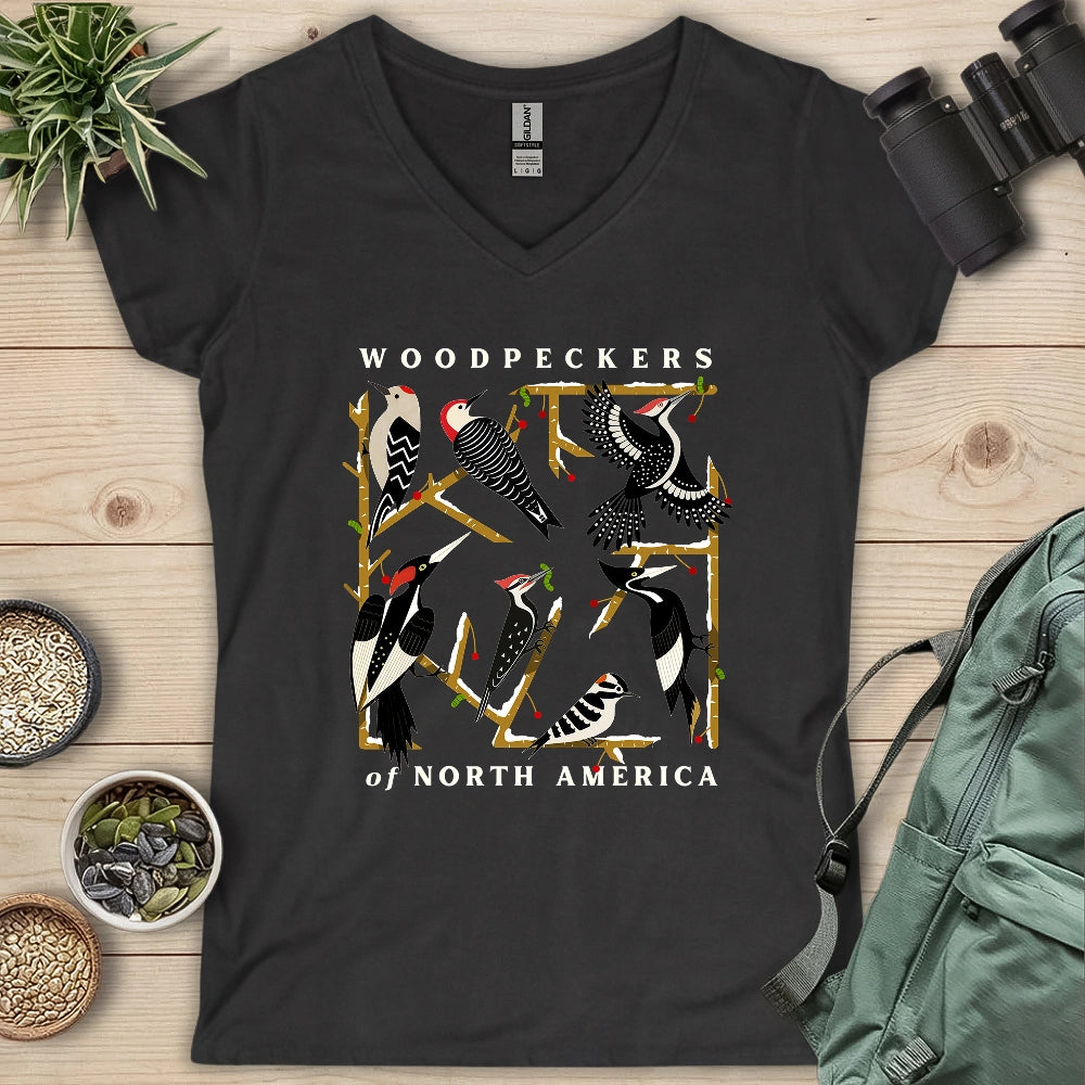 Woodpeckers Of North America Lady V-neck
