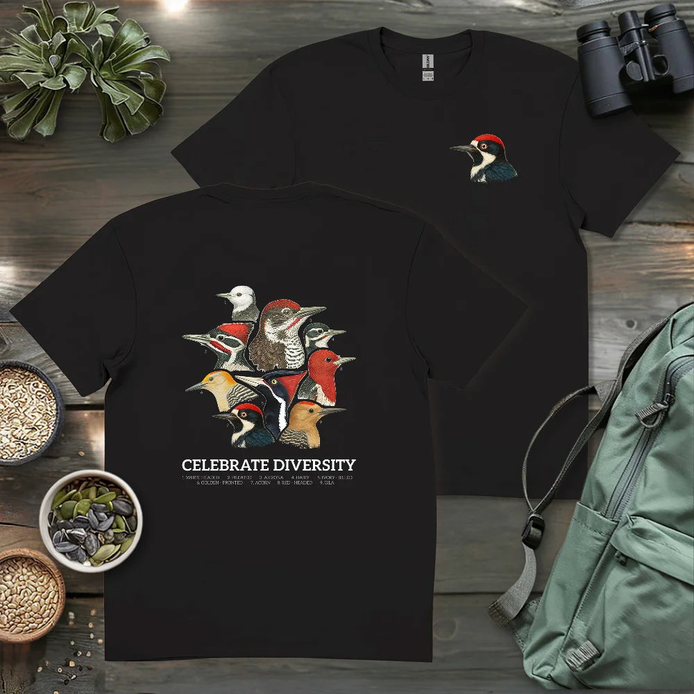 Celebrate Diversity Of Woodpeckers 2 Side T-shirt