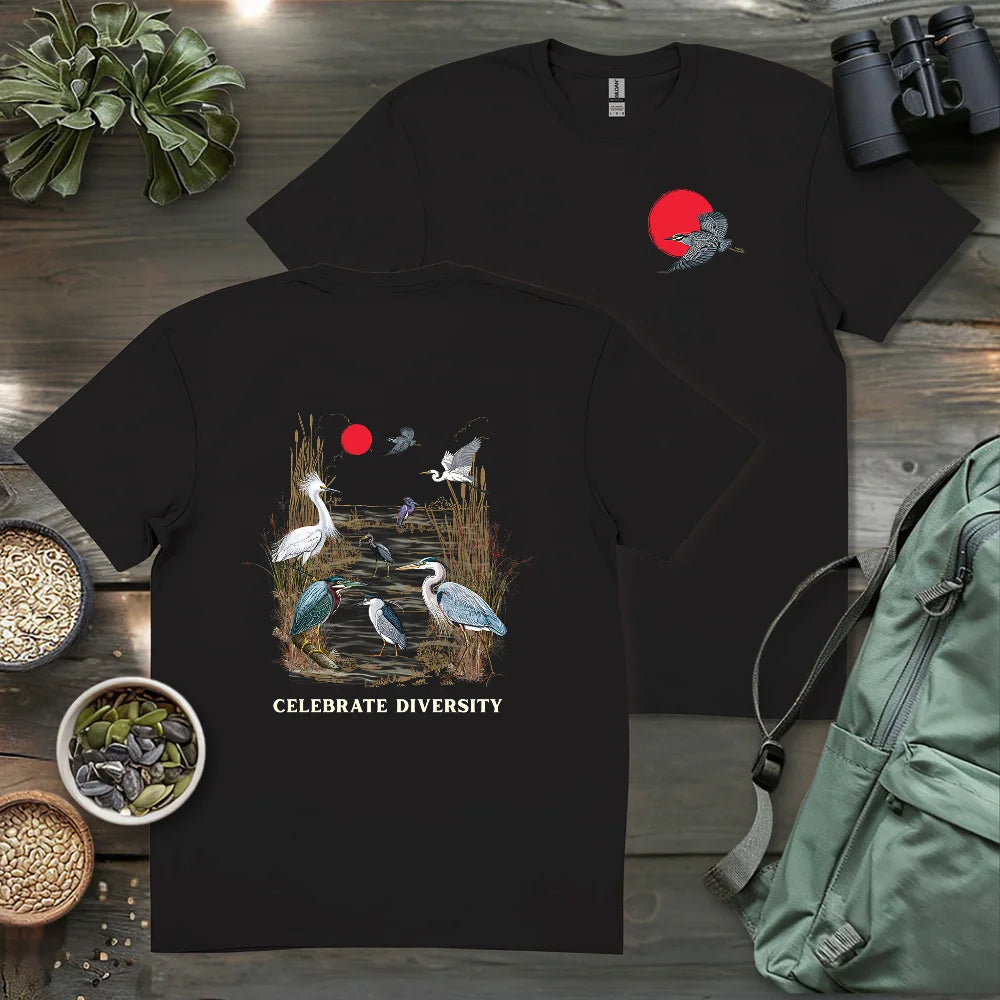 Celebrate Heron Diversity 2 Side T-shirt