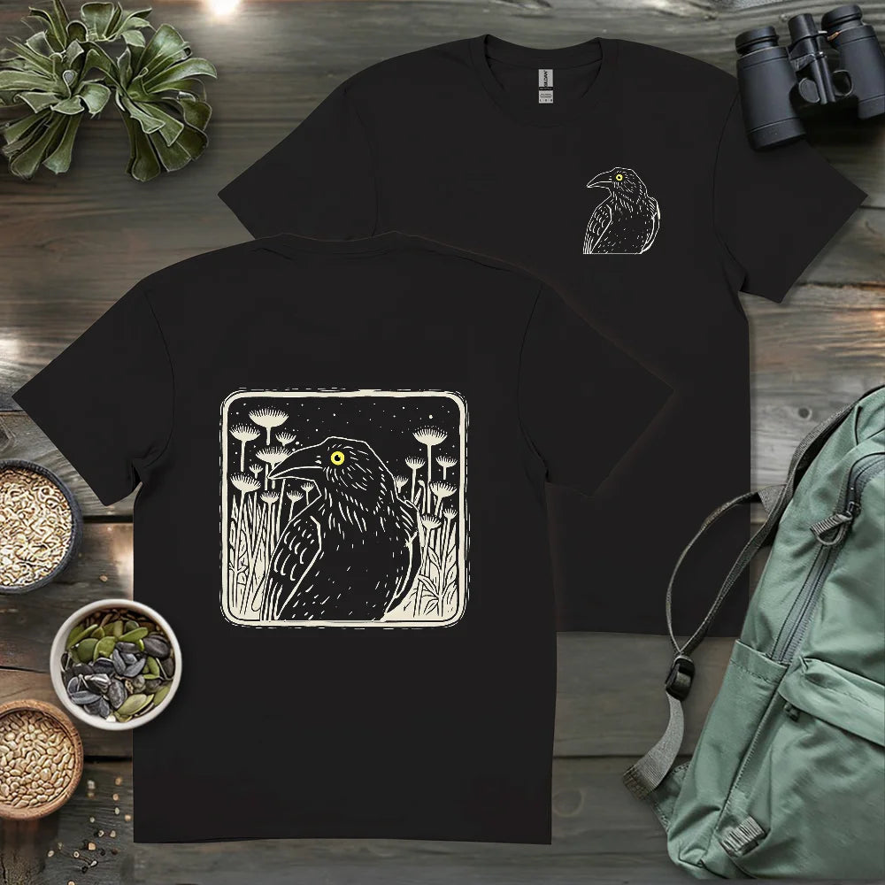 Floral Crow Silhouette 2 Side T-shirt