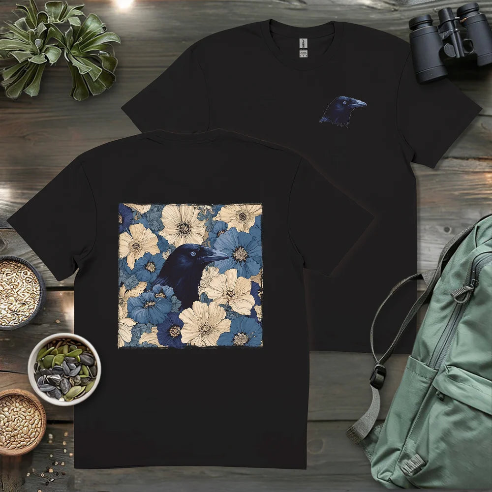 Raven In Flower Field 2 Side T-shirt