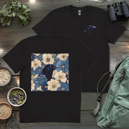 Raven In Flower Field 2 Side T-shirt