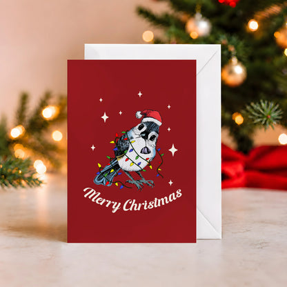 Christmas Bird Stare Greeting Card