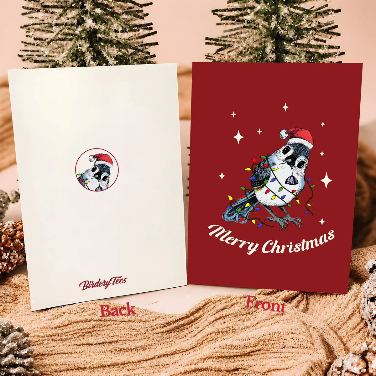 Christmas Bird Stare Greeting Card