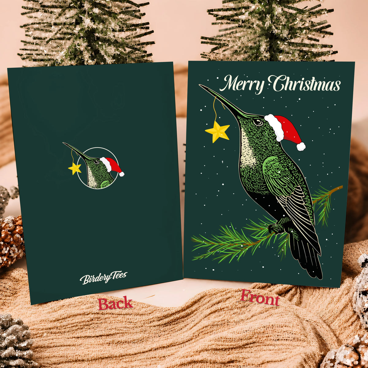 Christmas Green Hummingbird Greeting Card