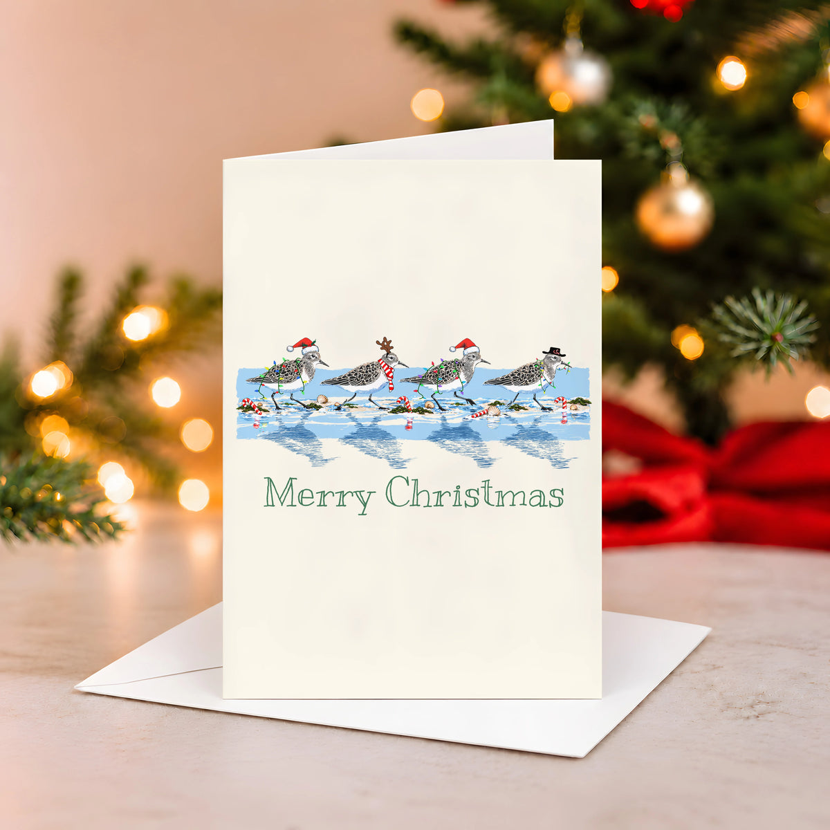 Christmas Sandpipers Greeting Card