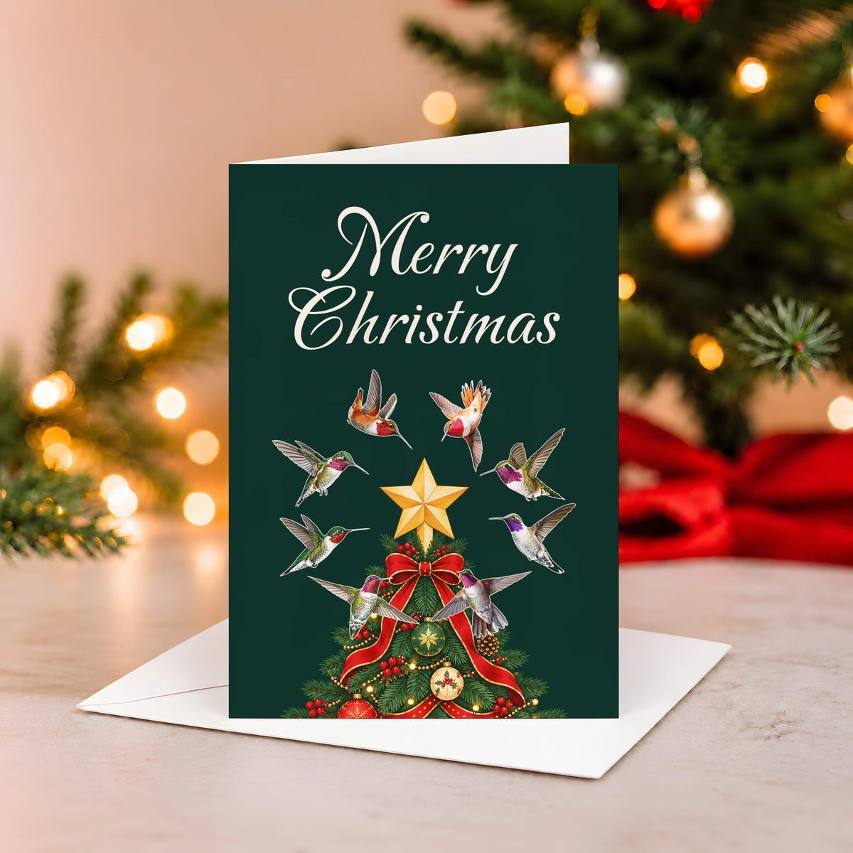 Christmas Hummingbirds Greeting Card