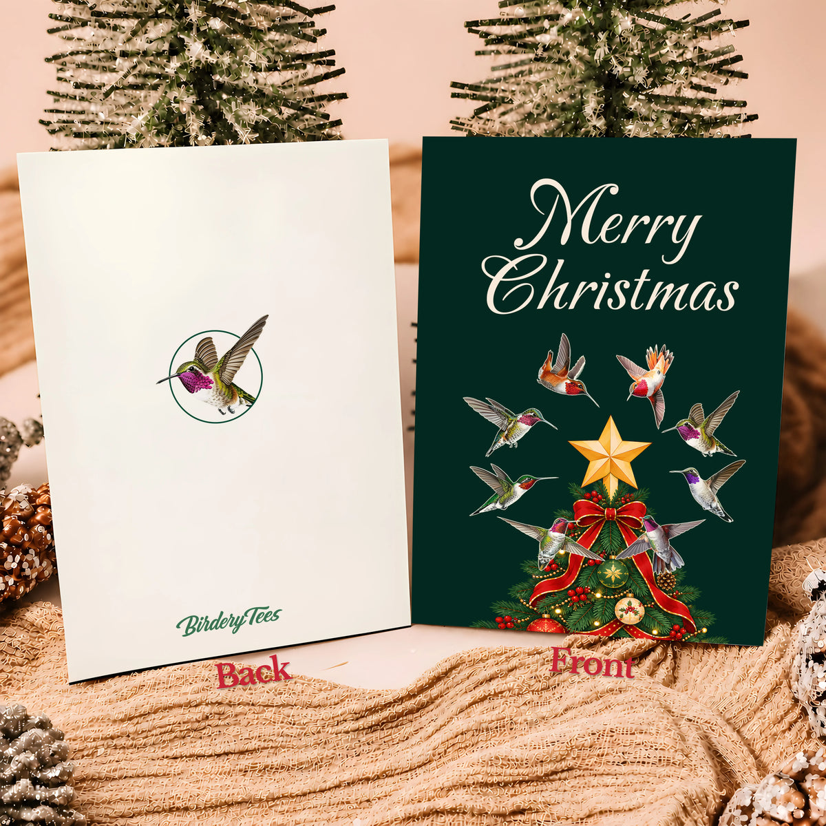 Christmas Hummingbirds Greeting Card