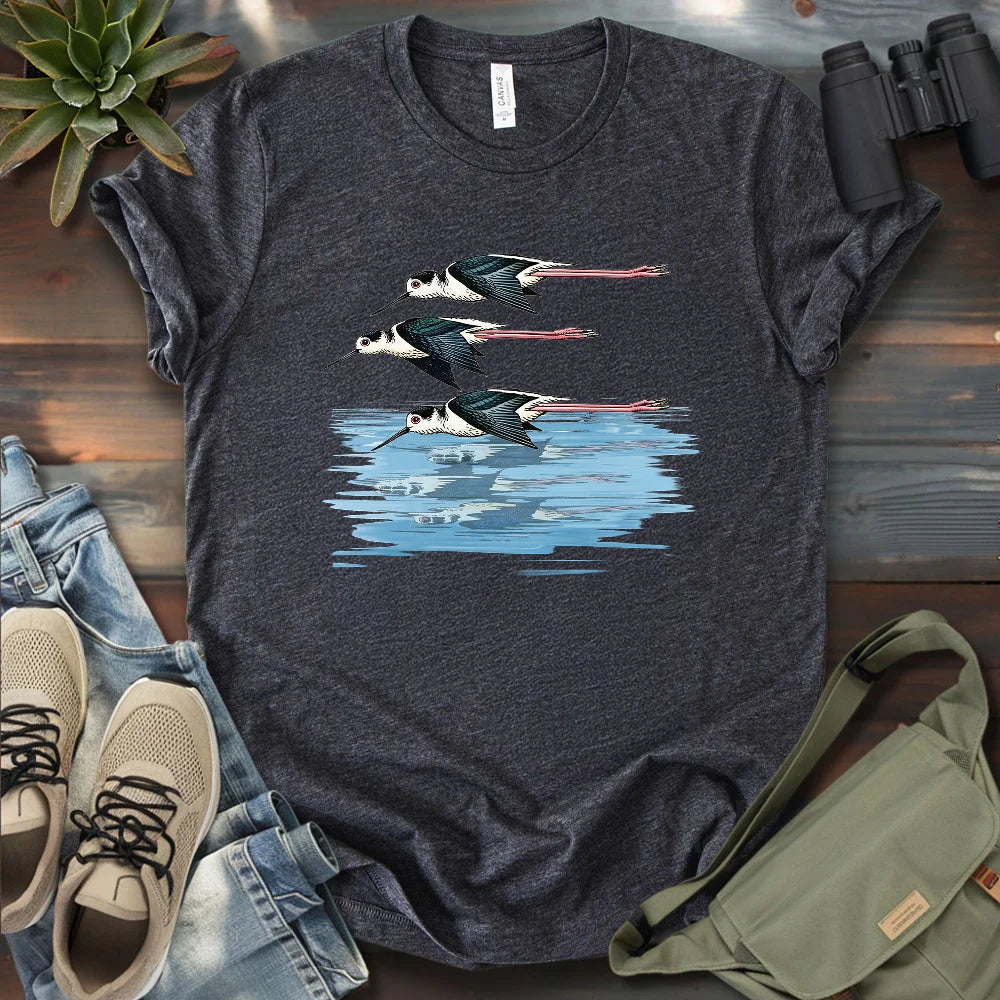 Black Necked Stilts Trio T-shirt