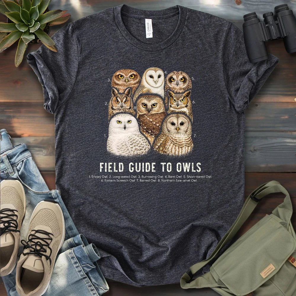 Field Guide To Owls T-shirt