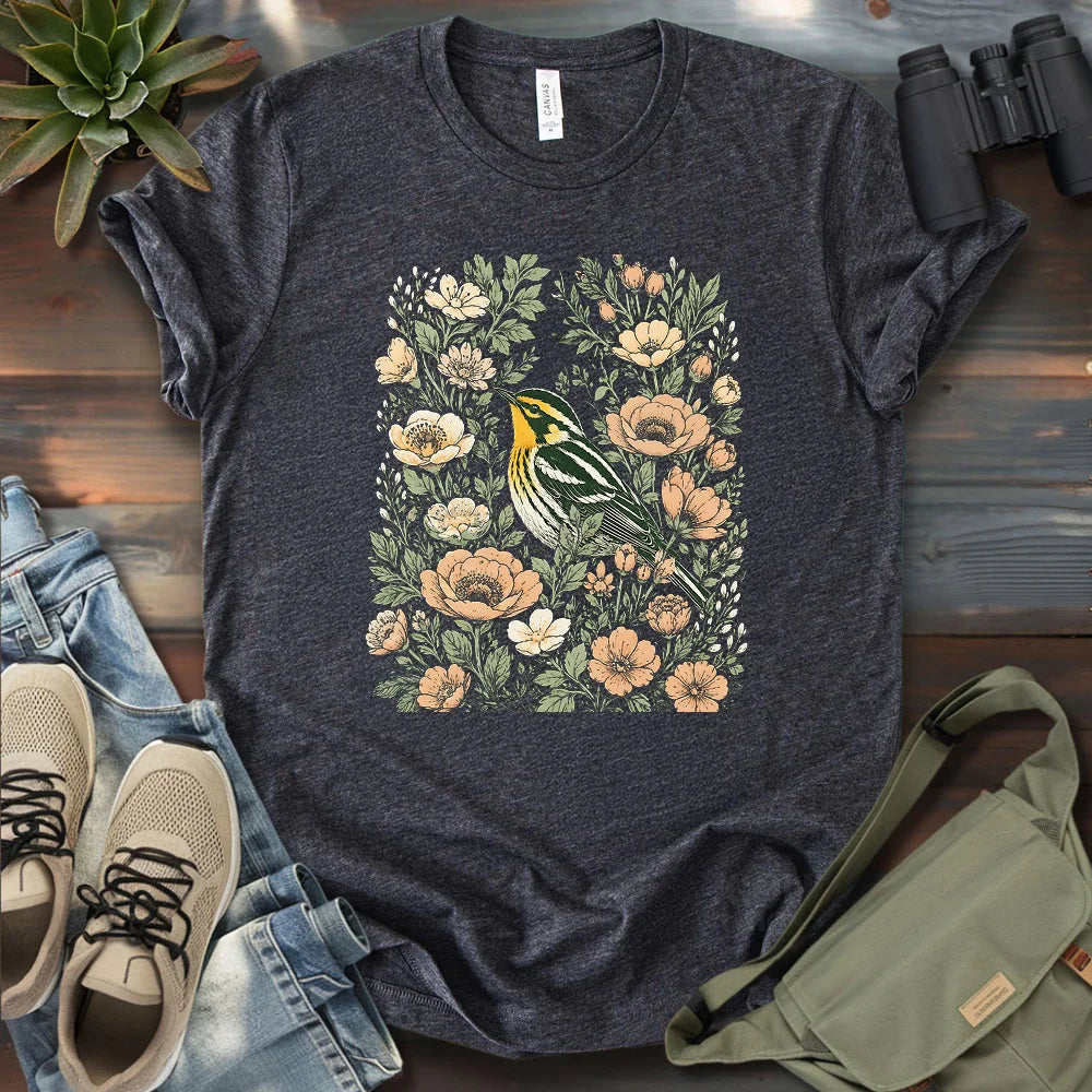 Floral Blackburnian Warbler T-shirt