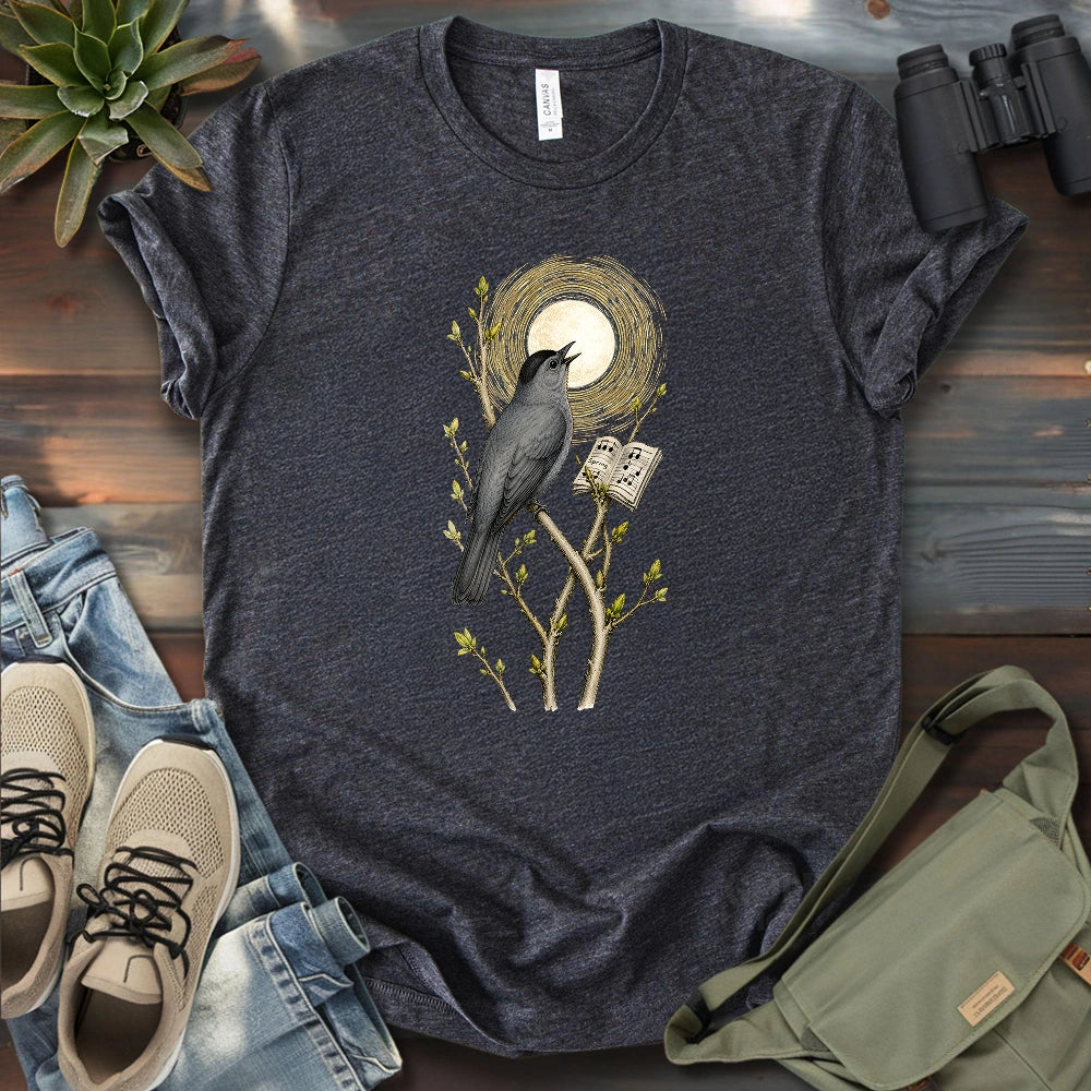 Grey Cat Bird Diva T-shirt