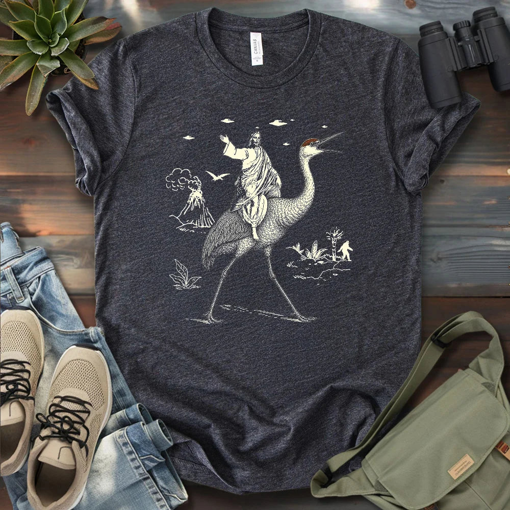Jesus Riding Sandhill Crane T-shirt