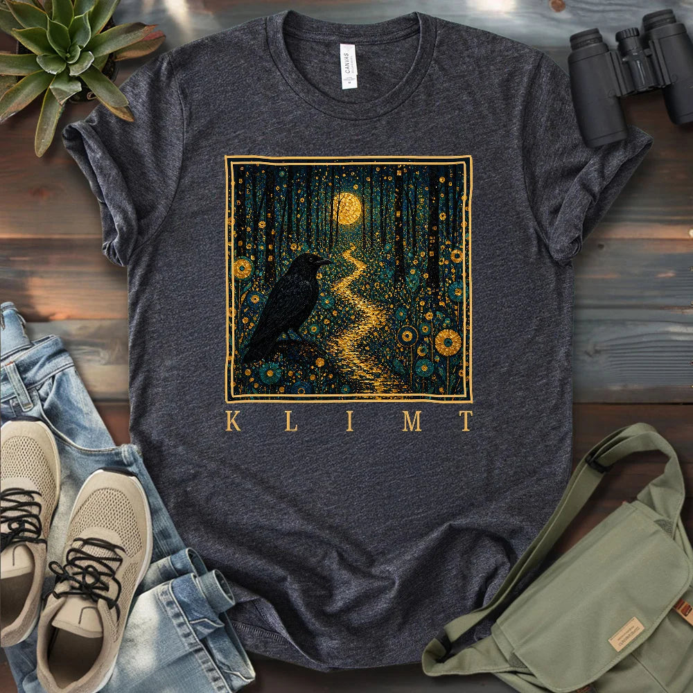 Klimt Crow On Golden Road T-shirt