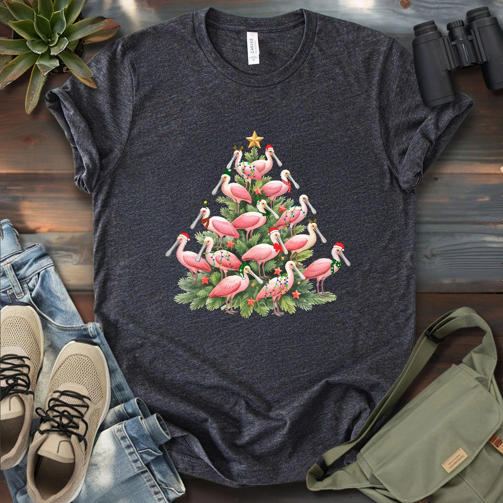 Spoonbill Christmas Tree T-shirt