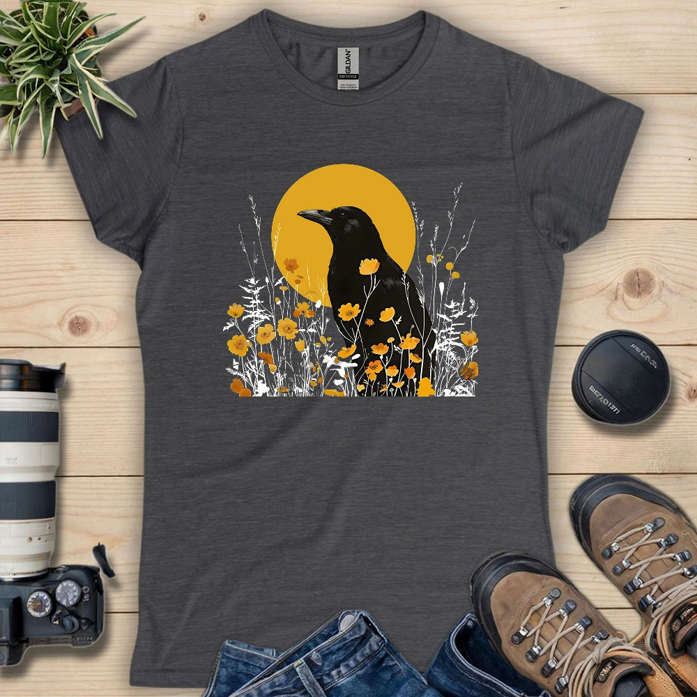 American Crow With Poppies Women's T-shirt