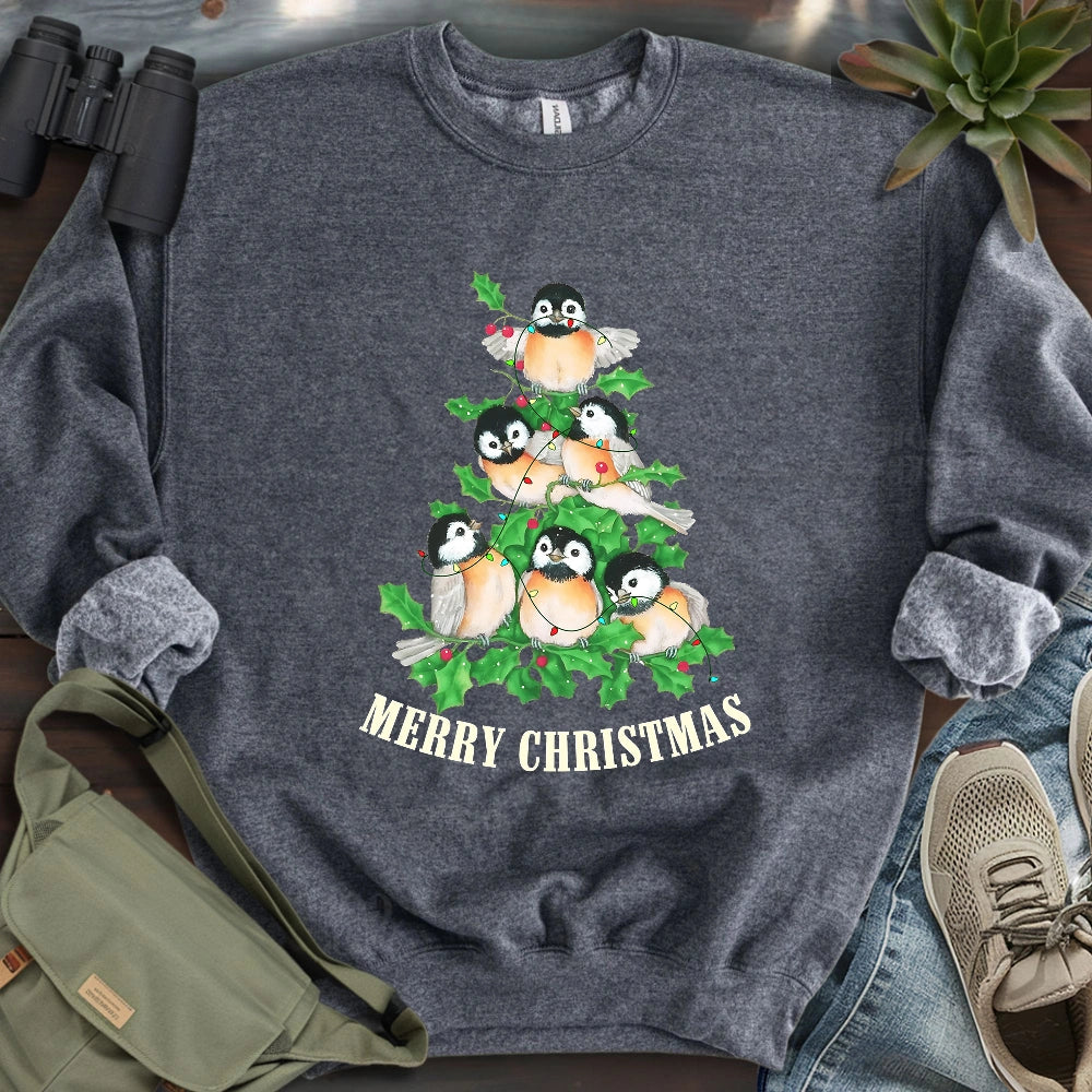 Chickadee Christmas Tree Sweatshirt