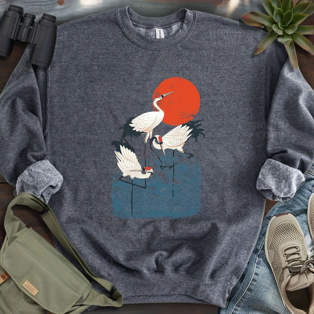 Crimson Sun Cranes Sweatshirt