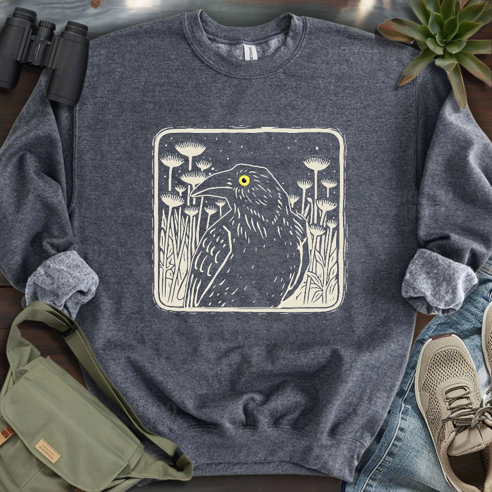 Floral Crow Silhouette Sweatshirt