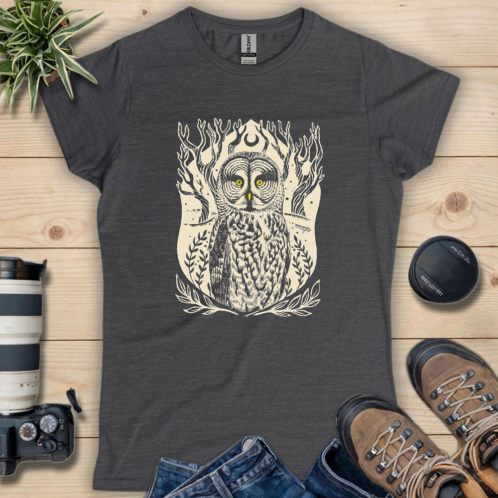 Great Grey Owl Linocut Women's T-shirt
