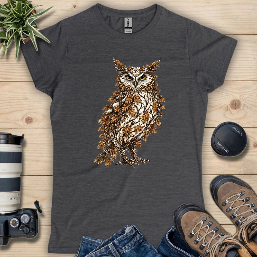 Great Horned Owl Made By Leaves Women's T-shirt