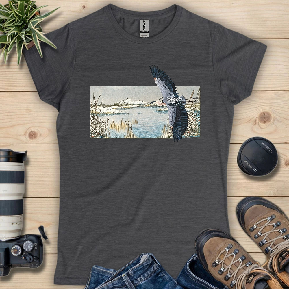 Heron Flying Over Marsh Women's T-shirt