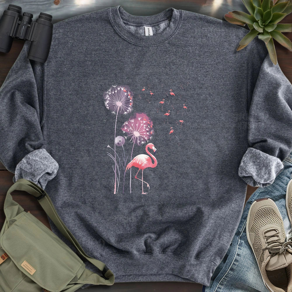 Pink Flamingo Dandelion Sweatshirt