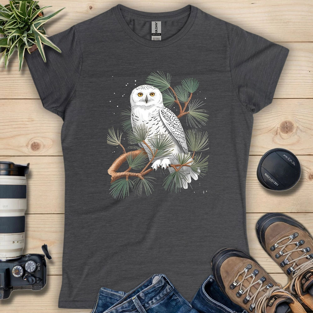 Snowy Owl On Coniferous Tree Women's T-shirt