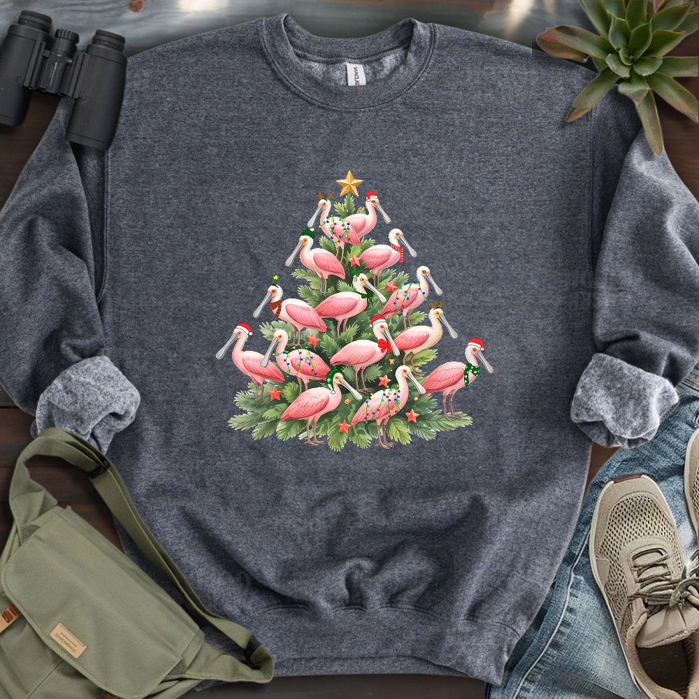 Spoonbill Christmas Tree Sweatshirt