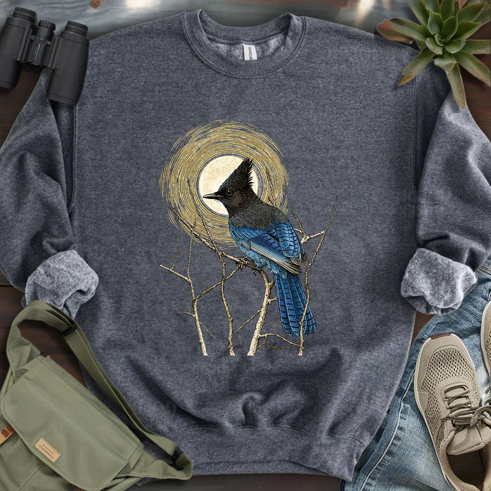 Steller's Jay Under Forest Moonlight Sweatshirt