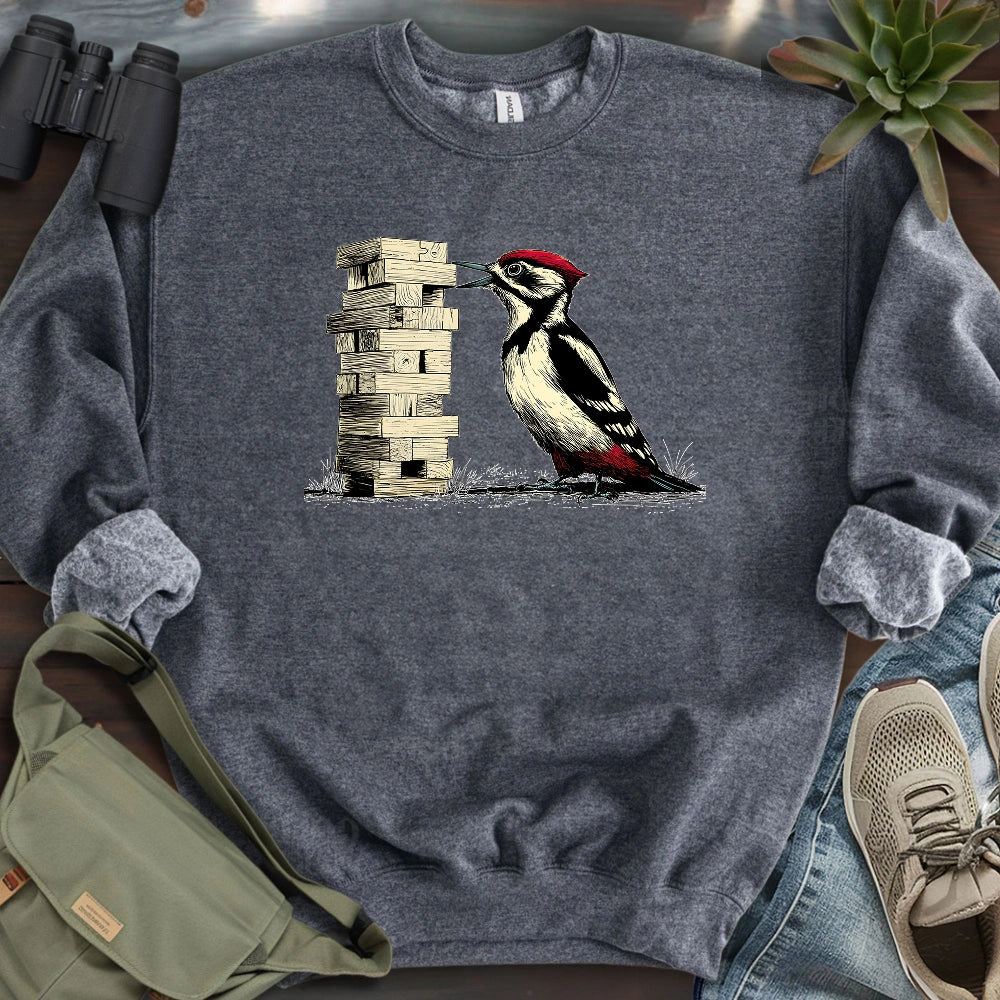 Woodpecker Playing Jenga Sweatshirt