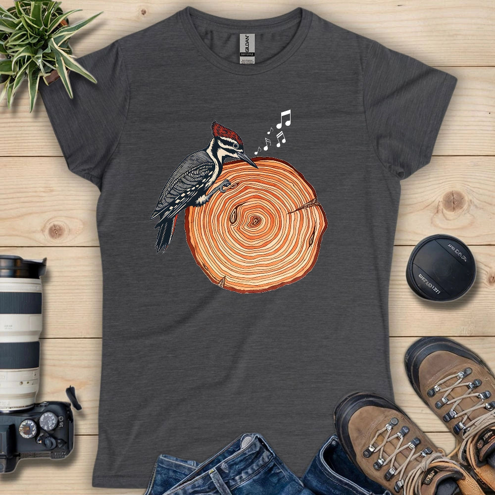 Woodpecker Playing Vinyl Women's T-shirt