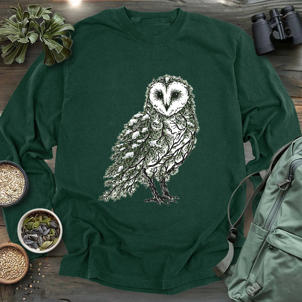 Barn Owl Made By Leaves Long Sleeve T-shirt