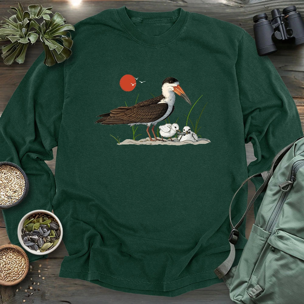 Black Skimmer With Chicks Long Sleeve T-shirt
