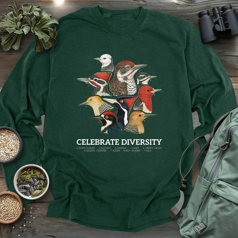 Celebrate Diversity Of Woodpeckers Long Sleeve T-shirt