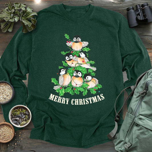 Chickadee Christmas Tree Long Sleeve T-shirt
