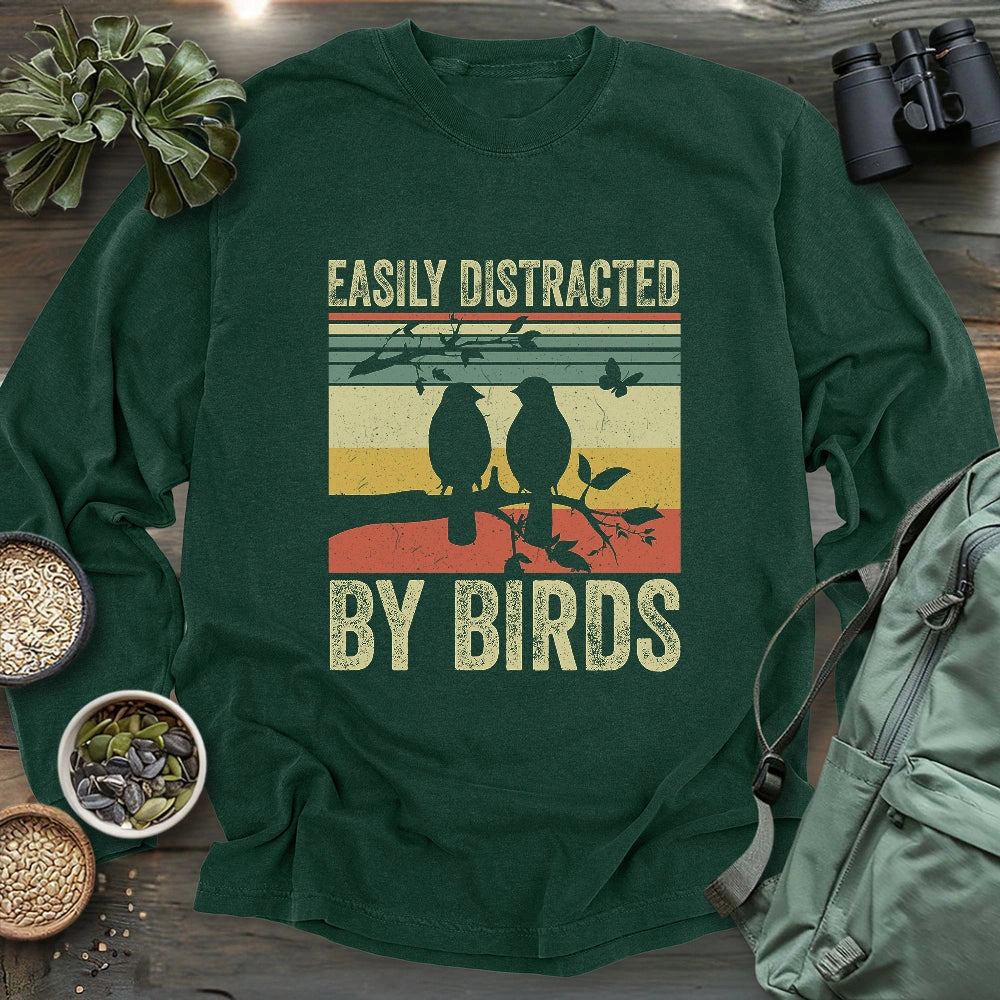 Easily Distracted By Bird Long Sleeve T-shirt