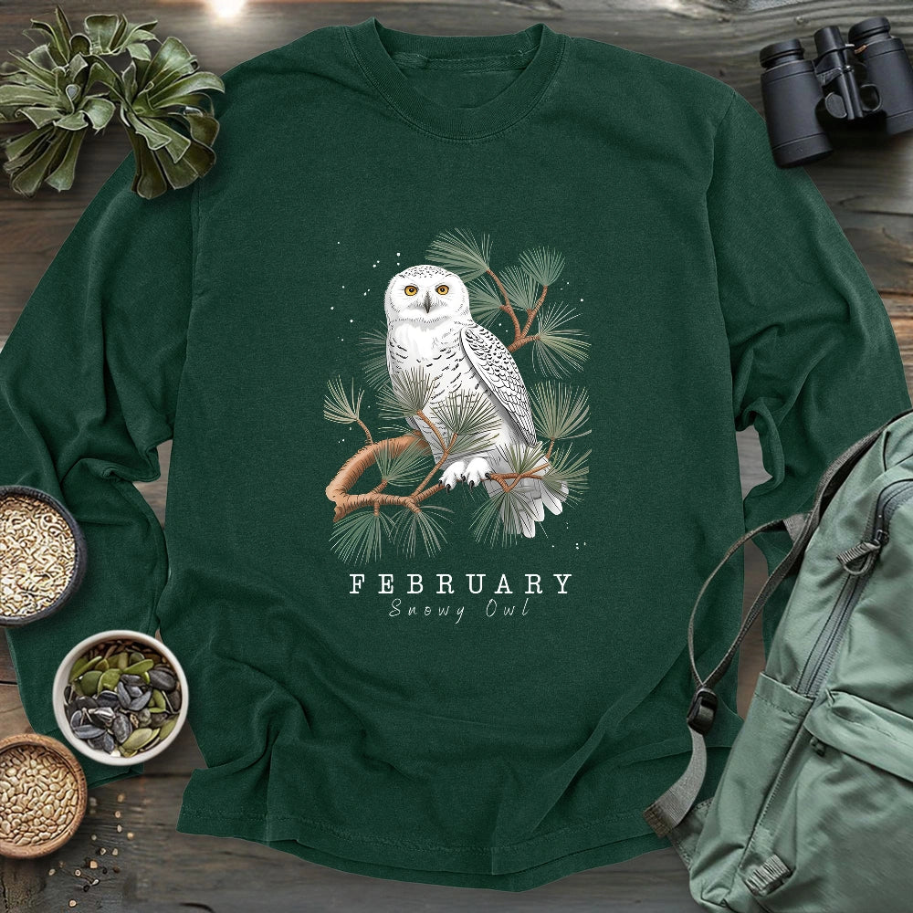 February Snowy Owl Long Sleeve T-shirt