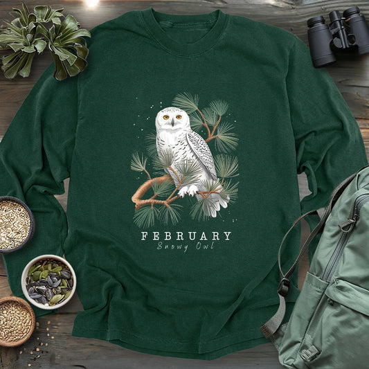 February Snowy Owl Long Sleeve T-shirt