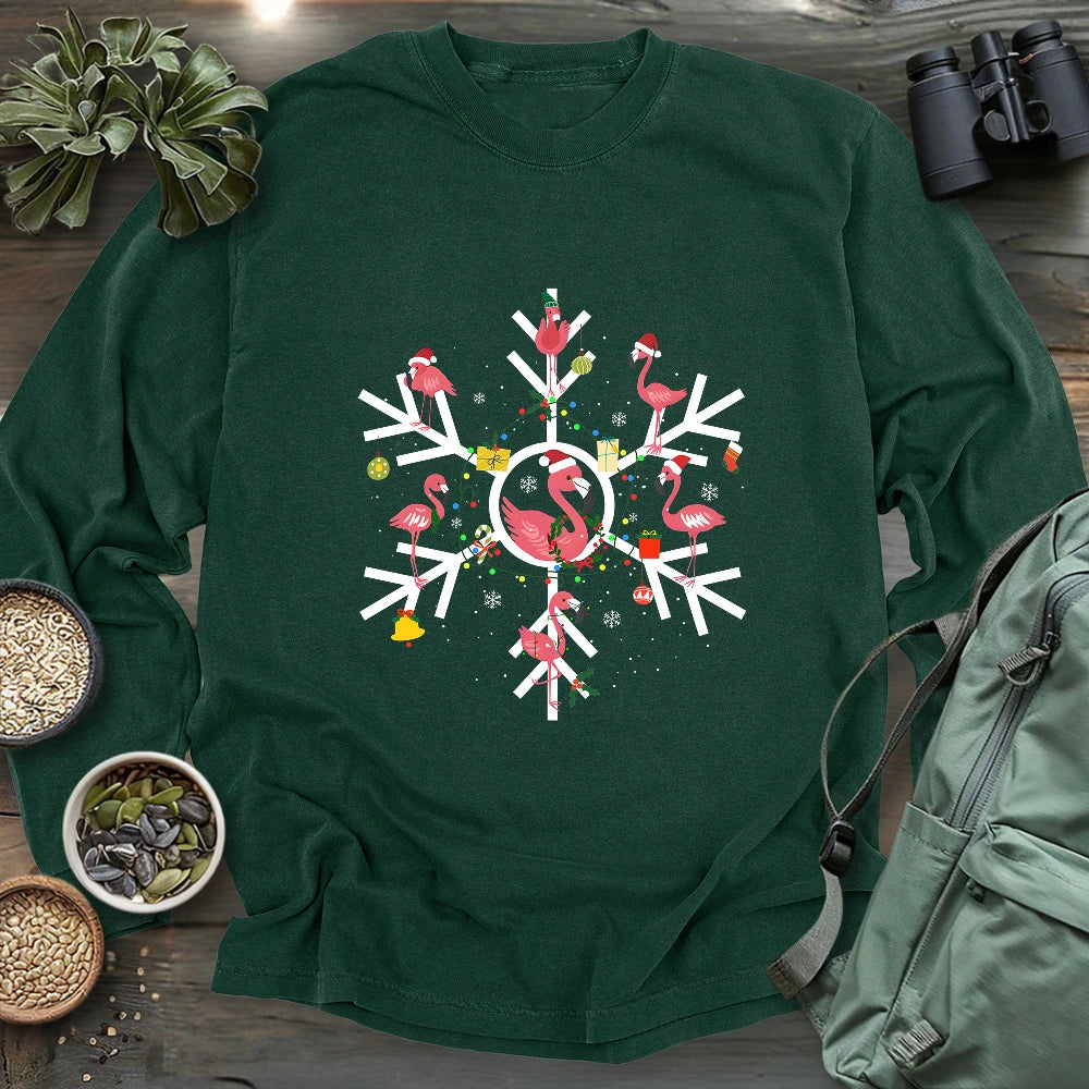 Flamingo Snowflake Long Sleeve T-shirt