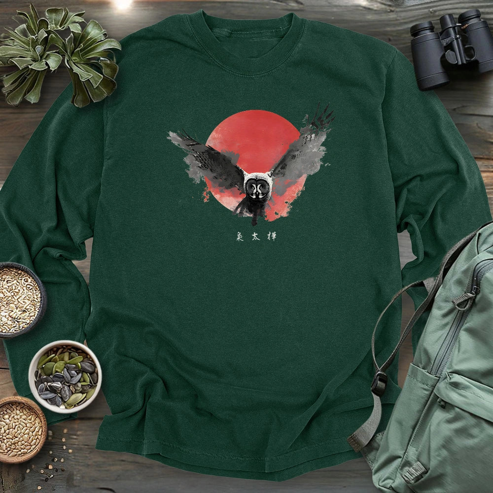 Great Grey Owl At Nightfall Long Sleeve T-shirt