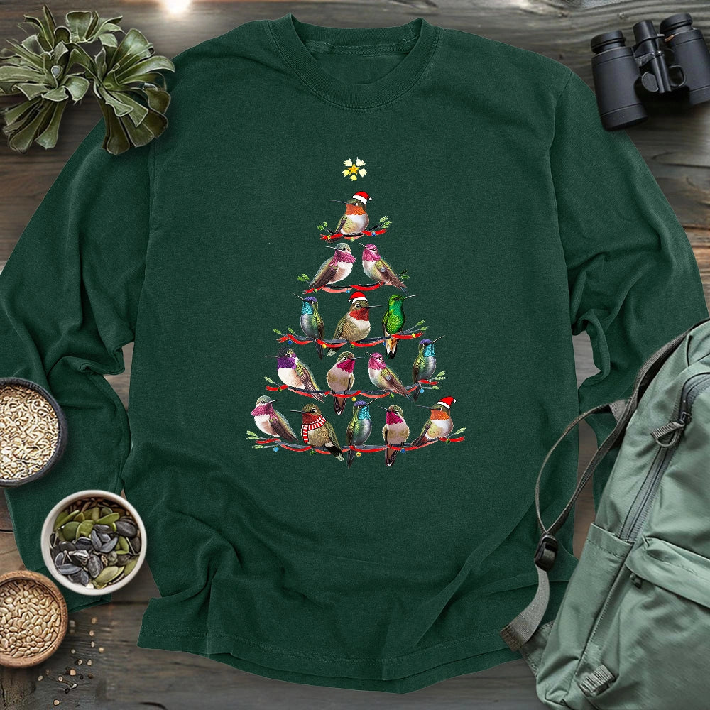 Hummingbird Christmas Tree Long Sleeve T-shirt