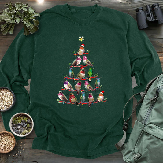 Hummingbird Christmas Tree Long Sleeve T-shirt