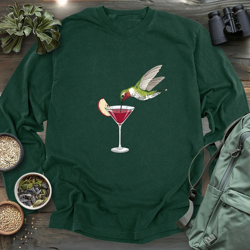Hummingbird Sipping Cocktail Long Sleeve T-shirt