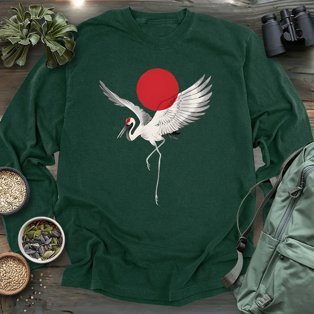 Japan Sun Crane Long Sleeve T-shirt